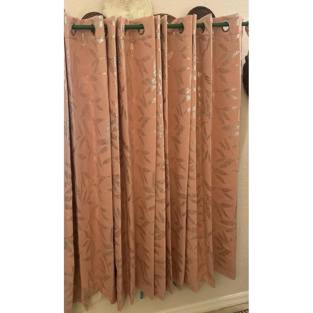 Deconovo pink with silver leaf curtains 4 panels 40